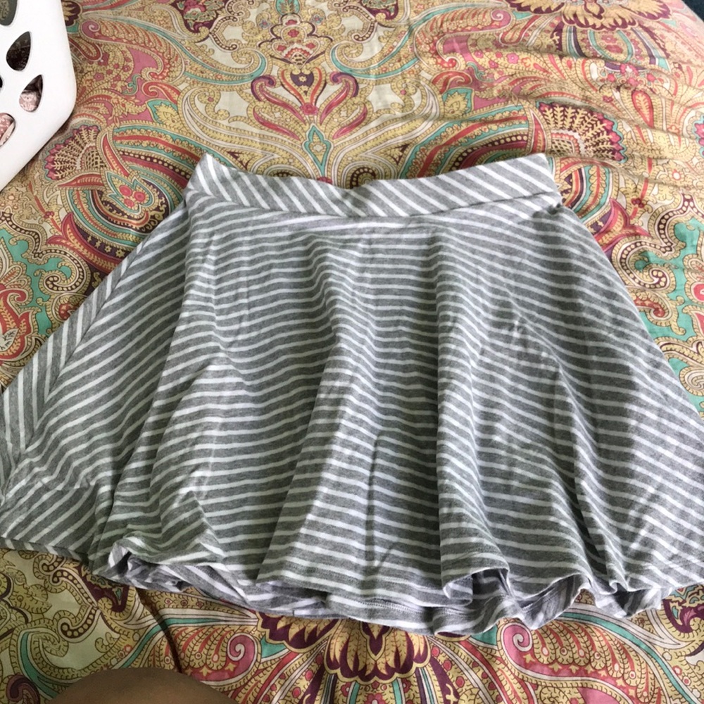 grey striped skater skirt